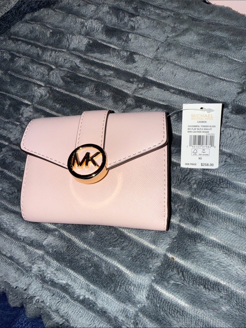 Michael Kors Powder Blush Small Flap Wallet with Gold MK Accent